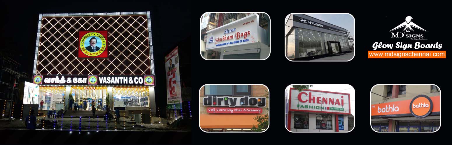 glow sign boards in Chennai, Tamil Nadu, India
